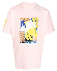 rosa bedrucktes T-Shirt mit einem Rundhalsausschnitt von Nike