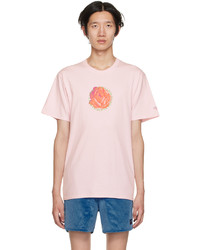 rosa bedrucktes T-Shirt mit einem Rundhalsausschnitt von Noah
