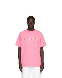 rosa bedrucktes T-Shirt mit einem Rundhalsausschnitt von Noon Goons