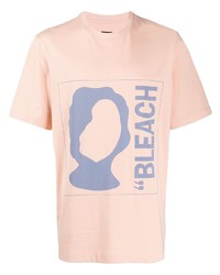 rosa bedrucktes T-Shirt mit einem Rundhalsausschnitt von Oamc