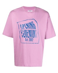 rosa bedrucktes T-Shirt mit einem Rundhalsausschnitt von Opening Ceremony