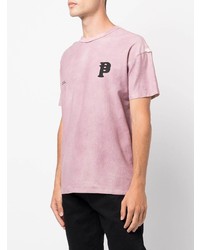 rosa bedrucktes T-Shirt mit einem Rundhalsausschnitt von purple brand