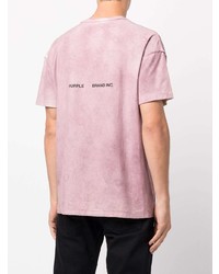 rosa bedrucktes T-Shirt mit einem Rundhalsausschnitt von purple brand