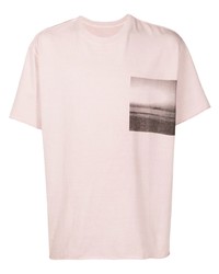 rosa bedrucktes T-Shirt mit einem Rundhalsausschnitt von OSKLEN
