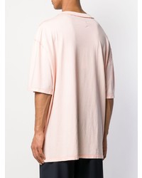 rosa bedrucktes T-Shirt mit einem Rundhalsausschnitt von Maison Margiela