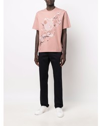 rosa bedrucktes T-Shirt mit einem Rundhalsausschnitt von Z Zegna