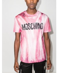 rosa bedrucktes T-Shirt mit einem Rundhalsausschnitt von Moschino