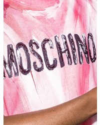 rosa bedrucktes T-Shirt mit einem Rundhalsausschnitt von Moschino