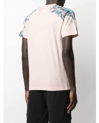 rosa bedrucktes T-Shirt mit einem Rundhalsausschnitt von Stone Island