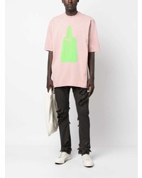 rosa bedrucktes T-Shirt mit einem Rundhalsausschnitt von Rick Owens DRKSHDW