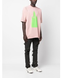 rosa bedrucktes T-Shirt mit einem Rundhalsausschnitt von Rick Owens DRKSHDW