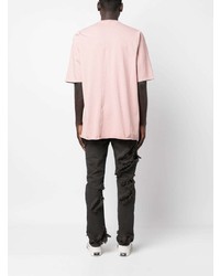 rosa bedrucktes T-Shirt mit einem Rundhalsausschnitt von Rick Owens DRKSHDW