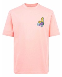 rosa bedrucktes T-Shirt mit einem Rundhalsausschnitt von Palace