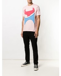 rosa bedrucktes T-Shirt mit einem Rundhalsausschnitt von Comme Des Garçons Shirt Boys