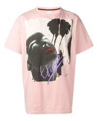rosa bedrucktes T-Shirt mit einem Rundhalsausschnitt von Paul Smith