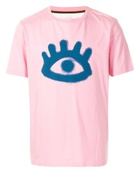 rosa bedrucktes T-Shirt mit einem Rundhalsausschnitt von Paul Smith
