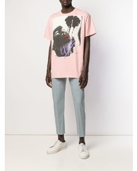 rosa bedrucktes T-Shirt mit einem Rundhalsausschnitt von Paul Smith