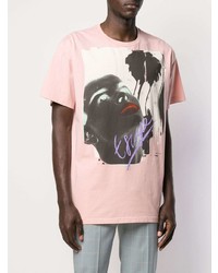 rosa bedrucktes T-Shirt mit einem Rundhalsausschnitt von Paul Smith