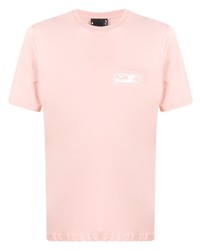 rosa bedrucktes T-Shirt mit einem Rundhalsausschnitt von Perks And Mini