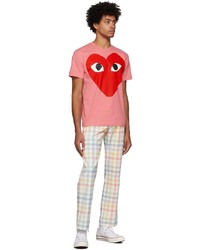 rosa bedrucktes T-Shirt mit einem Rundhalsausschnitt von Comme Des Garcons Play