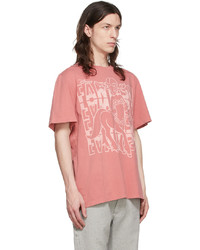 rosa bedrucktes T-Shirt mit einem Rundhalsausschnitt von Stella McCartney