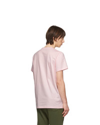 rosa bedrucktes T-Shirt mit einem Rundhalsausschnitt von Balmain