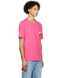 rosa bedrucktes T-Shirt mit einem Rundhalsausschnitt von Doublet