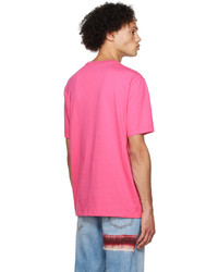 rosa bedrucktes T-Shirt mit einem Rundhalsausschnitt von Doublet