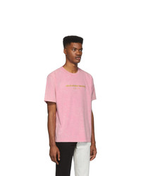 rosa bedrucktes T-Shirt mit einem Rundhalsausschnitt von Alexander Wang