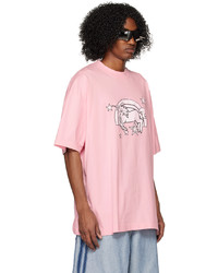 rosa bedrucktes T-Shirt mit einem Rundhalsausschnitt von Vetements