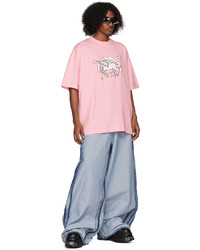 rosa bedrucktes T-Shirt mit einem Rundhalsausschnitt von Vetements