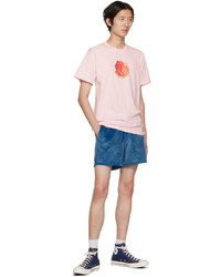 rosa bedrucktes T-Shirt mit einem Rundhalsausschnitt von Noah