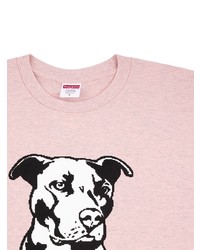 rosa bedrucktes T-Shirt mit einem Rundhalsausschnitt von Supreme