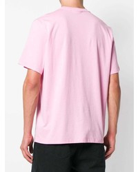 rosa bedrucktes T-Shirt mit einem Rundhalsausschnitt von MSGM