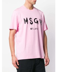 rosa bedrucktes T-Shirt mit einem Rundhalsausschnitt von MSGM