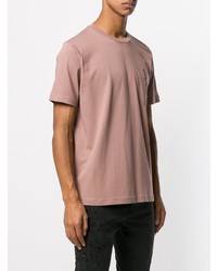 rosa bedrucktes T-Shirt mit einem Rundhalsausschnitt von Diesel