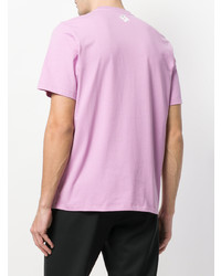 rosa bedrucktes T-Shirt mit einem Rundhalsausschnitt von MSGM