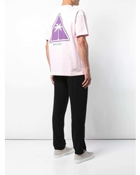 rosa bedrucktes T-Shirt mit einem Rundhalsausschnitt von Palm Angels