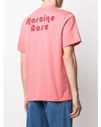 rosa bedrucktes T-Shirt mit einem Rundhalsausschnitt von Martine Rose