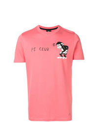 rosa bedrucktes T-Shirt mit einem Rundhalsausschnitt von Ps By Paul Smith