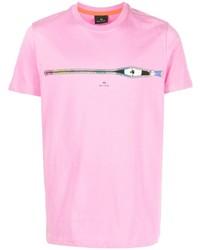 rosa bedrucktes T-Shirt mit einem Rundhalsausschnitt von PS Paul Smith