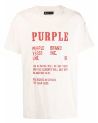 rosa bedrucktes T-Shirt mit einem Rundhalsausschnitt von purple brand