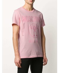 rosa bedrucktes T-Shirt mit einem Rundhalsausschnitt von Moschino