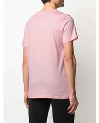 rosa bedrucktes T-Shirt mit einem Rundhalsausschnitt von Moschino