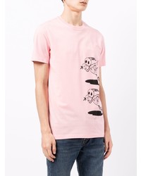 rosa bedrucktes T-Shirt mit einem Rundhalsausschnitt von PS Paul Smith