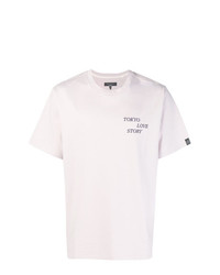 rosa bedrucktes T-Shirt mit einem Rundhalsausschnitt von rag & bone