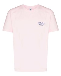 rosa bedrucktes T-Shirt mit einem Rundhalsausschnitt von Reception