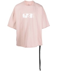 rosa bedrucktes T-Shirt mit einem Rundhalsausschnitt von Rick Owens DRKSHDW