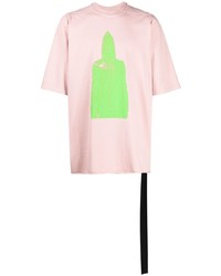 rosa bedrucktes T-Shirt mit einem Rundhalsausschnitt von Rick Owens DRKSHDW