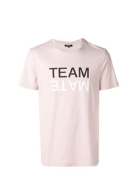 rosa bedrucktes T-Shirt mit einem Rundhalsausschnitt von Ron Dorff